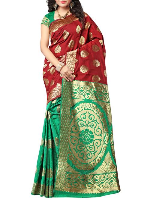 maroon silk woven saree - 14534654 - Very Small Image - 1