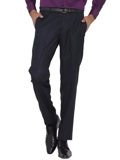 black cotton flat front formal trouser - 14534672 - Standard Image - 1