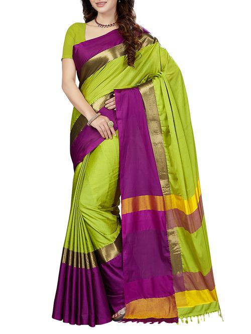 green bordered saree with blouse - 14534882 - Very Small Image - 1
