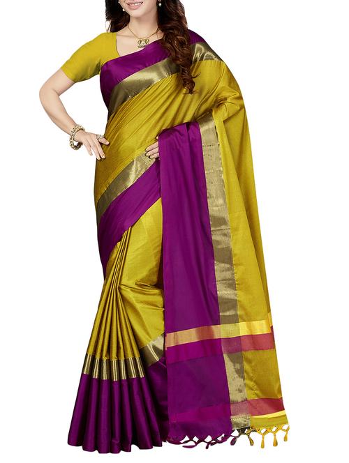 mustard yellow bordered saree with blouse - 14534892 - Standard Image - 1