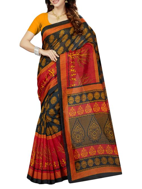 Multicolored printed saree with blouse - 14534893 - Very Small Image - 1