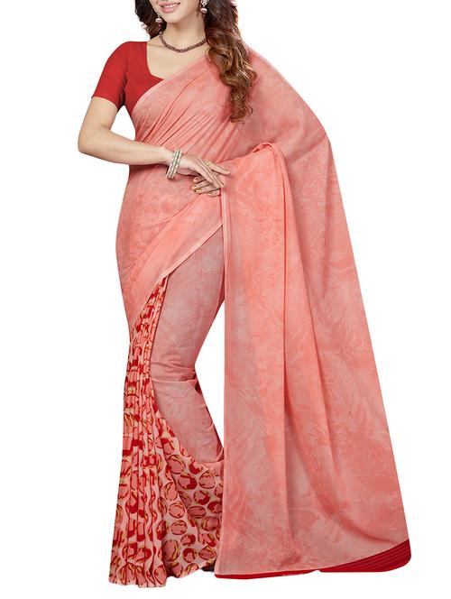 Peacch printed saree with blouse - 14534910 - Very Small Image - 1
