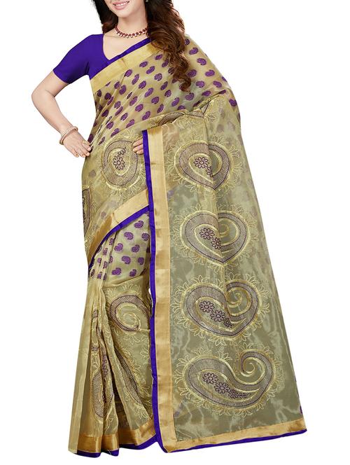 yellow art silk woven saree with blouse - 14534914 - Very Small Image - 1