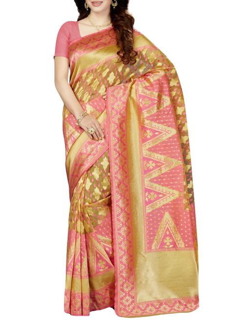multicolored woven saree with blouse - 14534921 - Very Small Image - 1