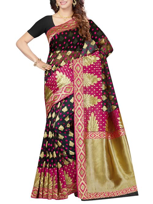 black art silk woven saree with blouse - 14534923 - Very Small Image - 1
