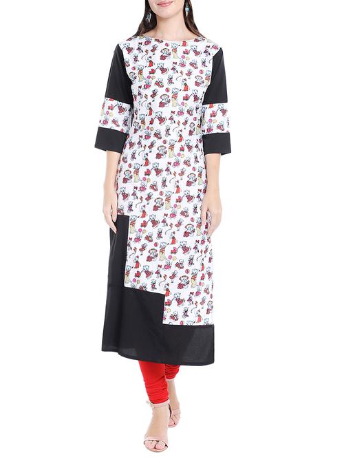 white colored crepe straight kurta - 14535024 - Standard Image - 1