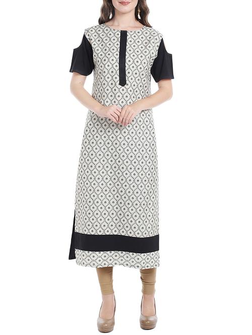 grey crepe straight kurta - 14535025 - Very Small Image - 1