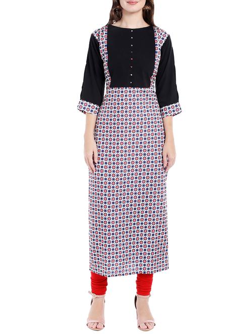 blue crepe straight kurta - 14535039 - Very Small Image - 1