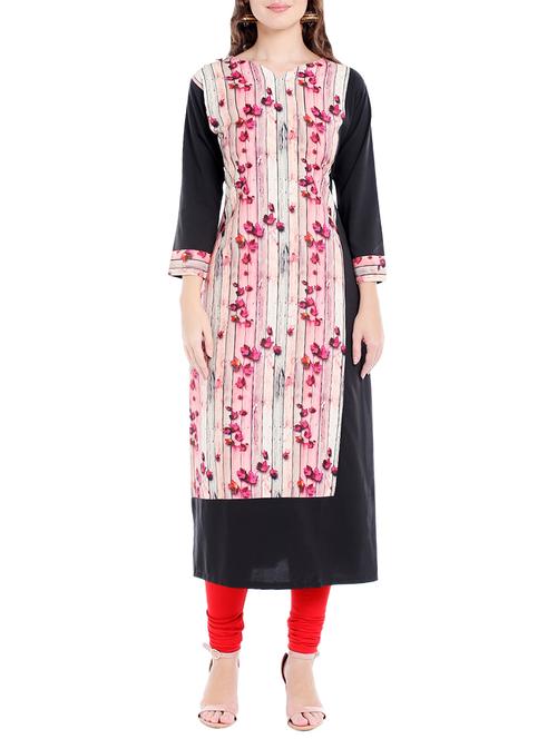 pink crepe straight kurta - 14535053 - Standard Image - 1