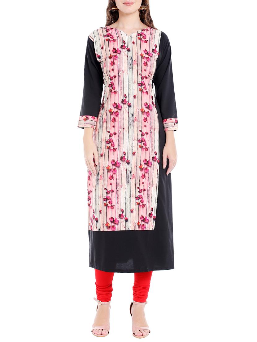 pink crepe straight kurta - 14535053 - Zoom Image - 1