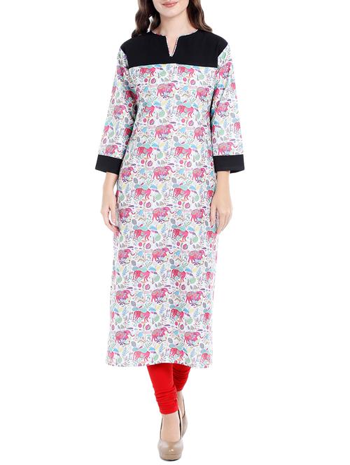 white crepe straight kurta - 14535067 - Standard Image - 1