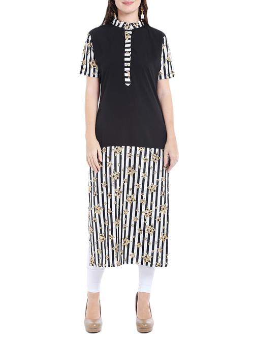 black crepe straight kurta - 14535070 - Standard Image - 1