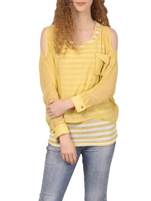 yellow rayon casual top - 14535213 - Very Small Image - 1
