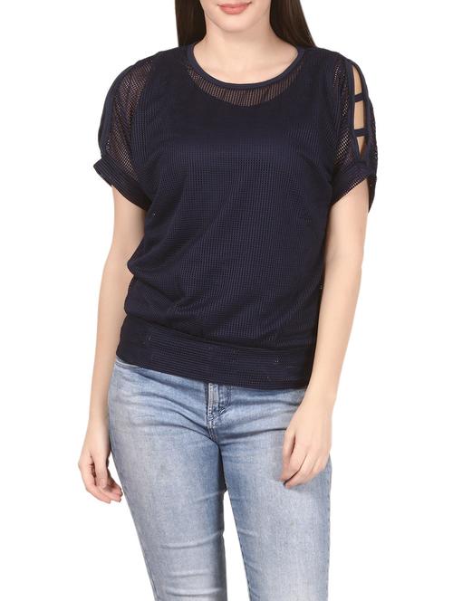 navy blue rayon top - 14535227 - Very Small Image - 1
