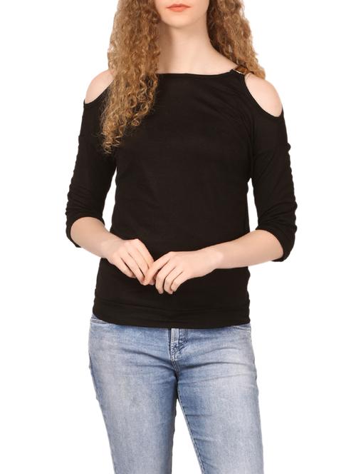 black cotton casual top - 14535231 - Very Small Image - 1