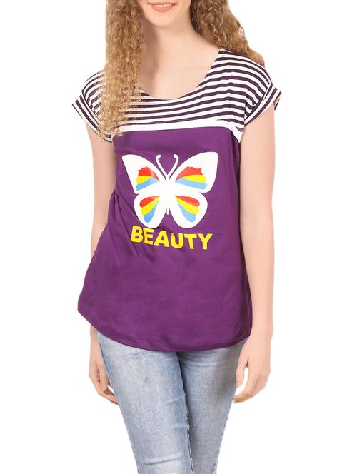 purple hosery casual tee - 14535311 - Very Small Image - 1