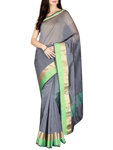 grey bordered saree - 14535405 - Very Small Image - 1