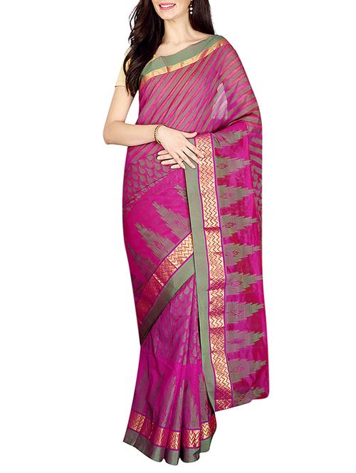 Magenta woven saree - 14535416 - Standard Image - 1