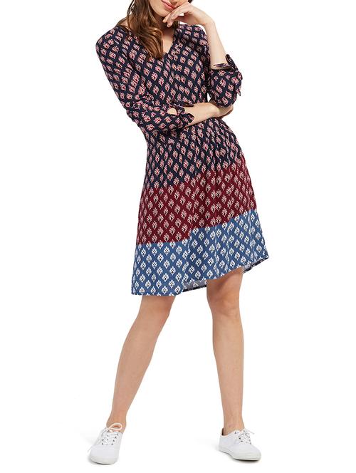 Navy blue printed dress - 14535513 - Very Small Image - 1