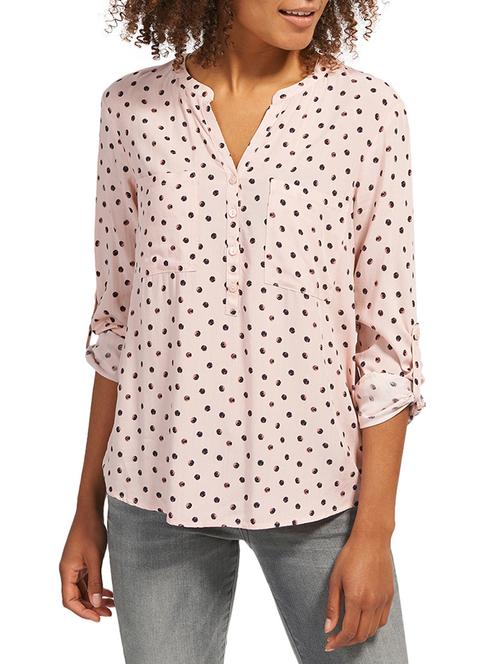 pink printed henley top - 14535519 - Very Small Image - 1