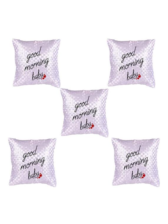 "Good Morning" Quoted Printed Set Of 5 Cushion Covers - 14535746 - Zoom Image - 1
