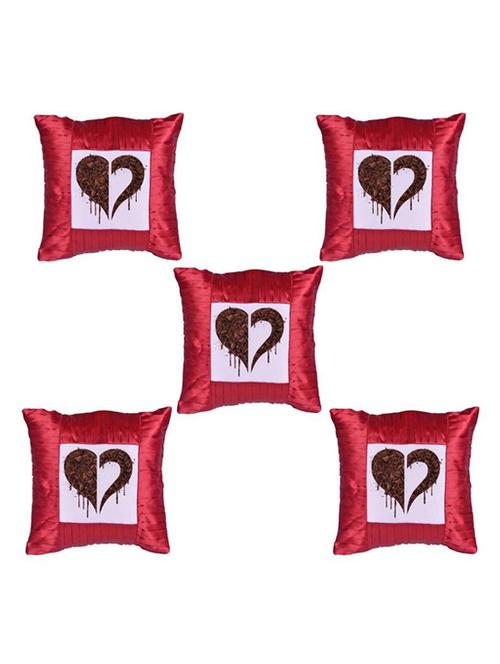 Heart Printed Set Of 5 Cushion Covers - 14535882 - Standard Image - 1