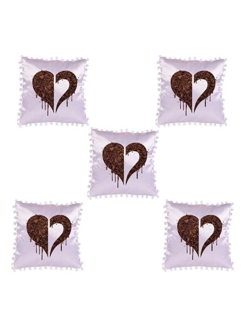 Heart Printed Set Of 5 Cushion Covers - 14535883 - Standard Image - 1