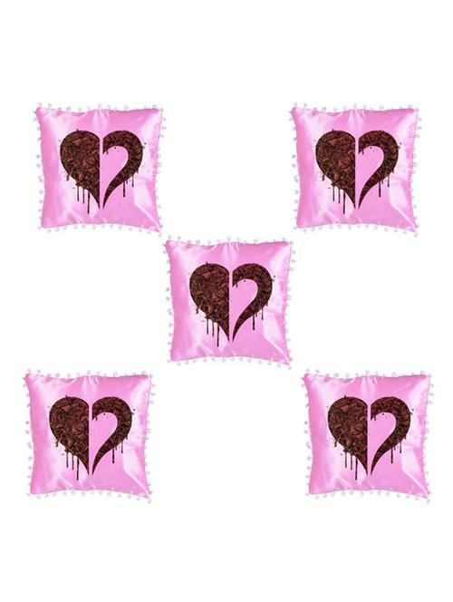 Heart Printed Set Of 5 Cushion Covers - 14535885 - Standard Image - 1