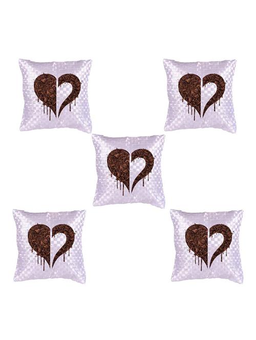 Heart Printed Set Of 5 Cushion Covers - 14535886 - Standard Image - 1