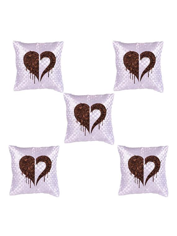 Heart Printed Set Of 5 Cushion Covers - 14535886 - Zoom Image - 1