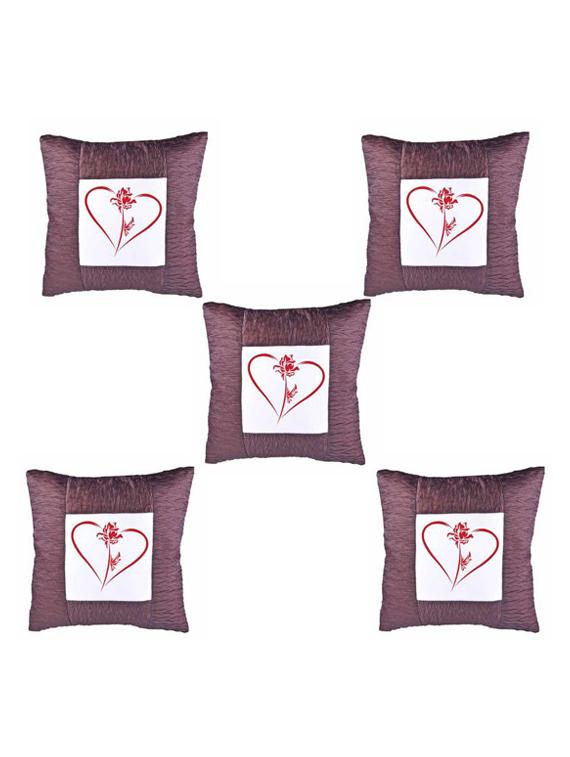 Heart Printed Set Of 5 Cushion Covers - 14535917 - Zoom Image - 1