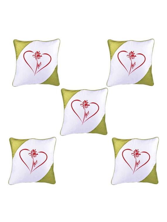 Heart Printed Set Of 5 Cushion Covers - 14535918 - Zoom Image - 1