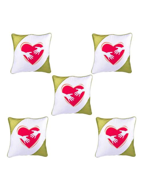 Heart Printed Set Of 5 Cushion Covers - 14535938 - Standard Image - 1