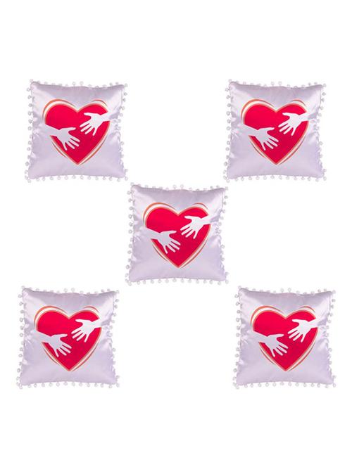 Heart Printed Set Of 5 Cushion Covers - 14535943 - Standard Image - 1