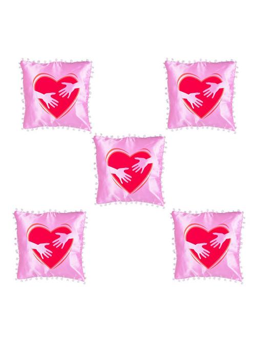 Heart Printed Set Of 5 Cushion Covers - 14535945 - Standard Image - 1