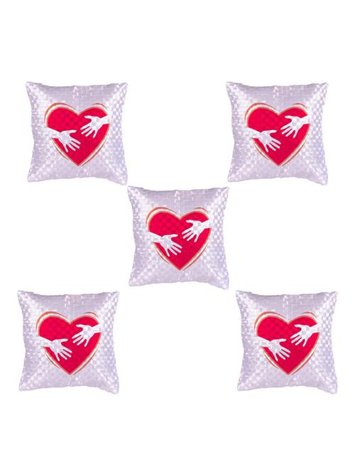 Heart Printed Set Of 5 Cushion Covers - 14535946 - Standard Image - 1