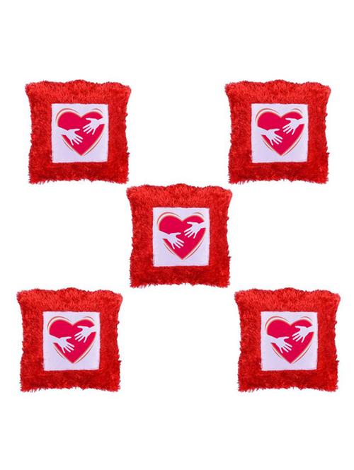 Heart Printed Set Of 5 Cushion Covers - 14535947 - Standard Image - 1