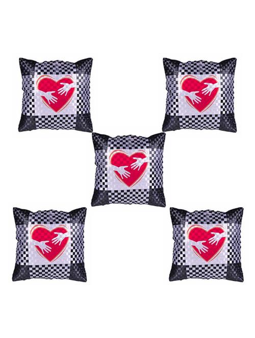 Heart Printed Set Of 5 Cushion Covers - 14535954 - Standard Image - 1