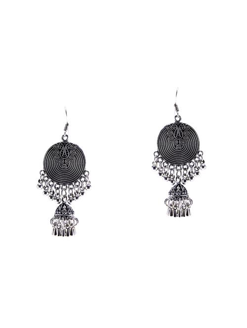 silver metal jhumka earrings - 14535996 - Very Small Image - 1