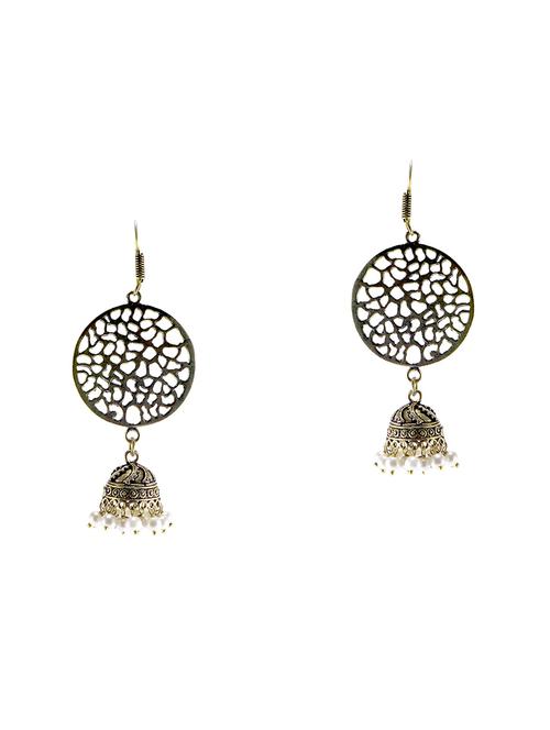 gold metal jhumka earrings - 14536002 - Standard Image - 1