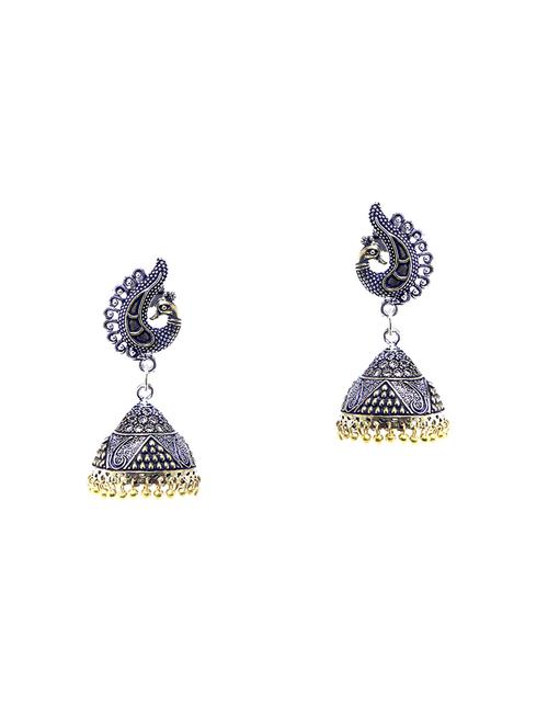 silver metal jhumka earrings - 14536013 - Very Small Image - 1