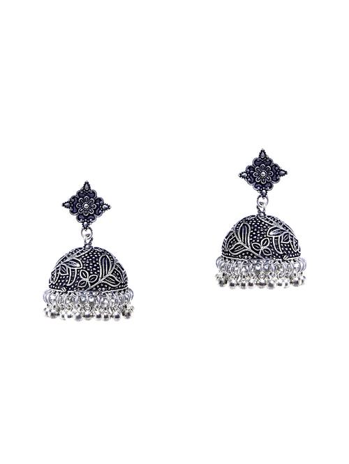 silver metal jhumka earrings - 14536015 - Very Small Image - 1