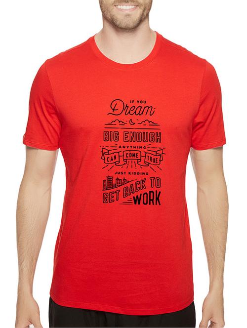 red cotton front print t-shirt - 14536061 - Standard Image - 1