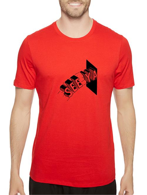 red cotton chest print tshirt - 14536081 - Standard Image - 1