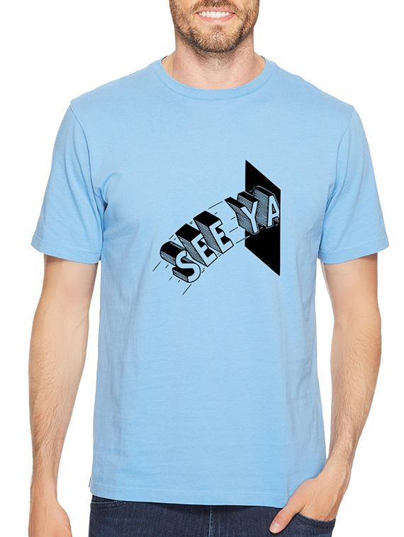 blue cotton chest print tshirt - 14536082 - Zoom Image - 1
