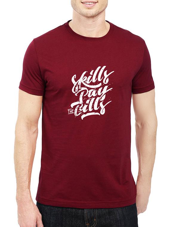 maroon cotton chest print tshirt - 14536098 - Zoom Image - 1