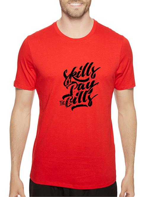 red cotton chest print tshirt - 14536101 - Standard Image - 1