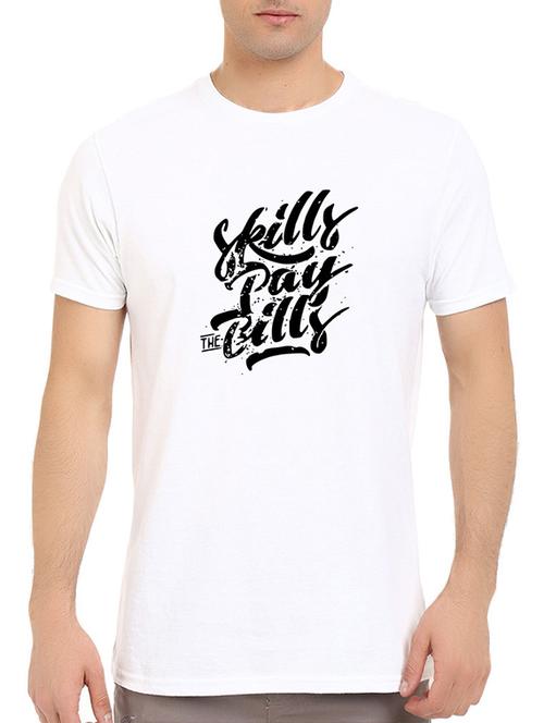 white cotton chest print tshirt - 14536103 - Standard Image - 1