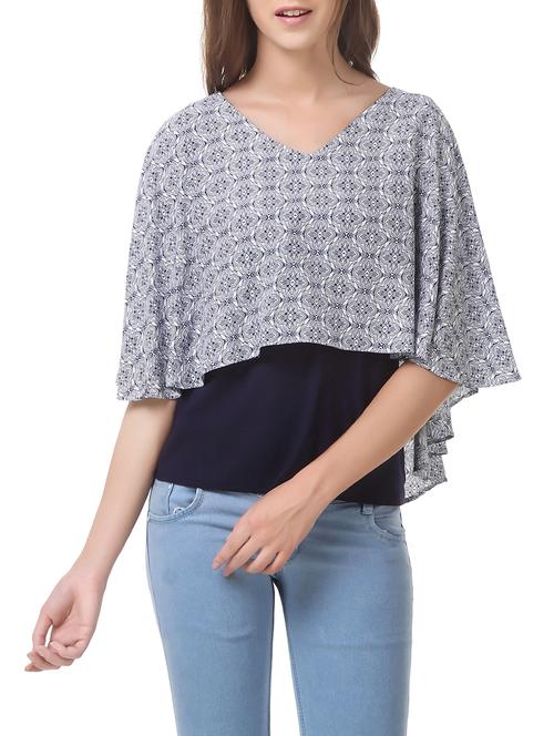 blue crepe layered top - 14536182 - Very Small Image - 1