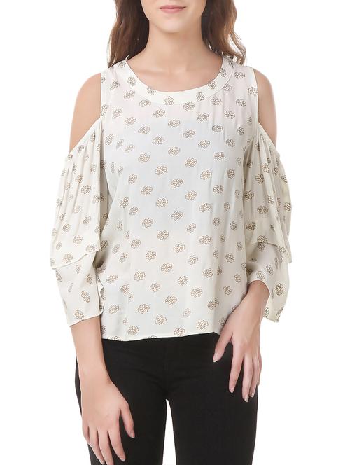 cream cold shoulder top - 14536198 - Standard Image - 1